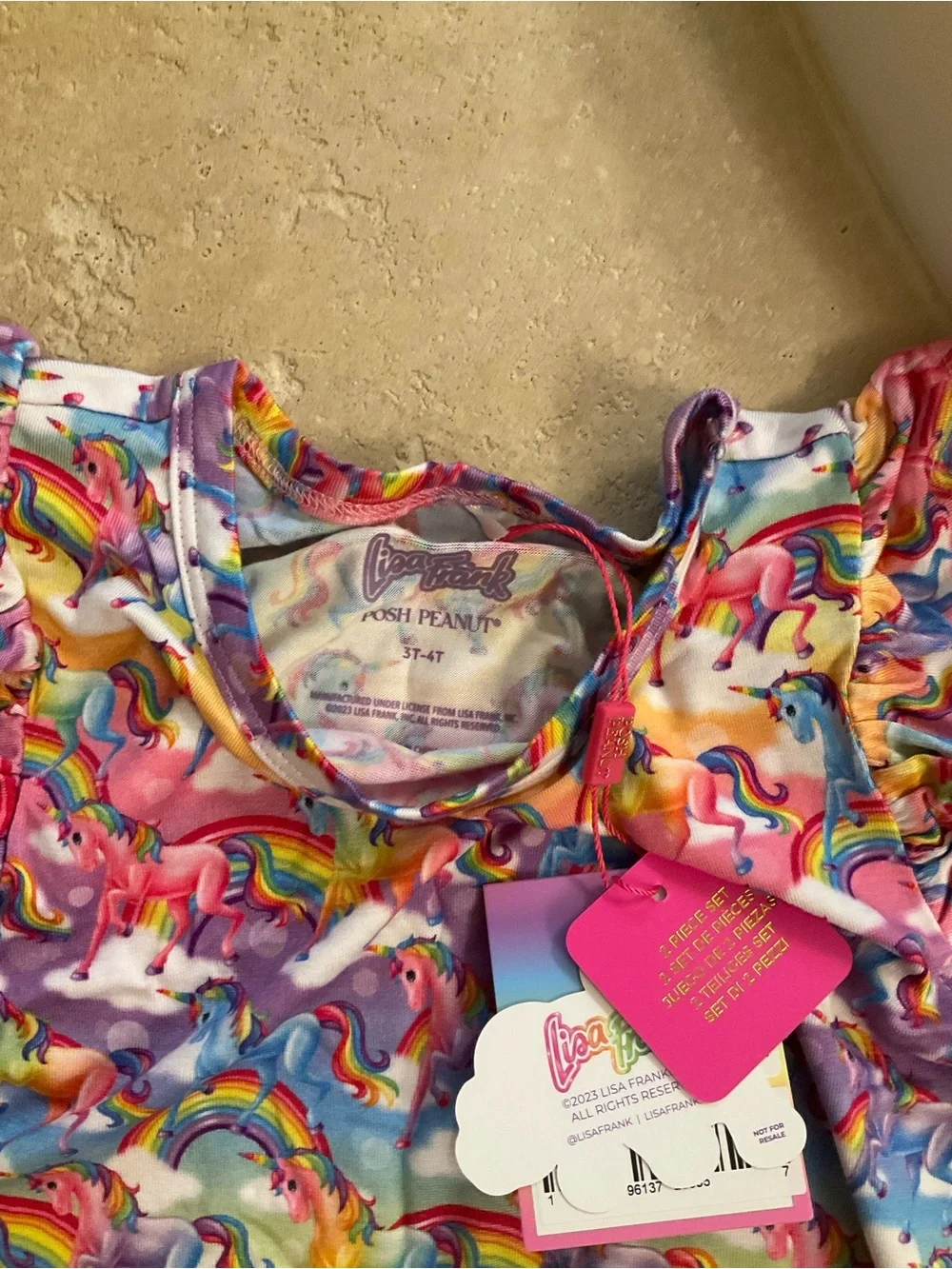 Posh Peanut Lisa Frank Markie Unicorn Bamboo Short Set